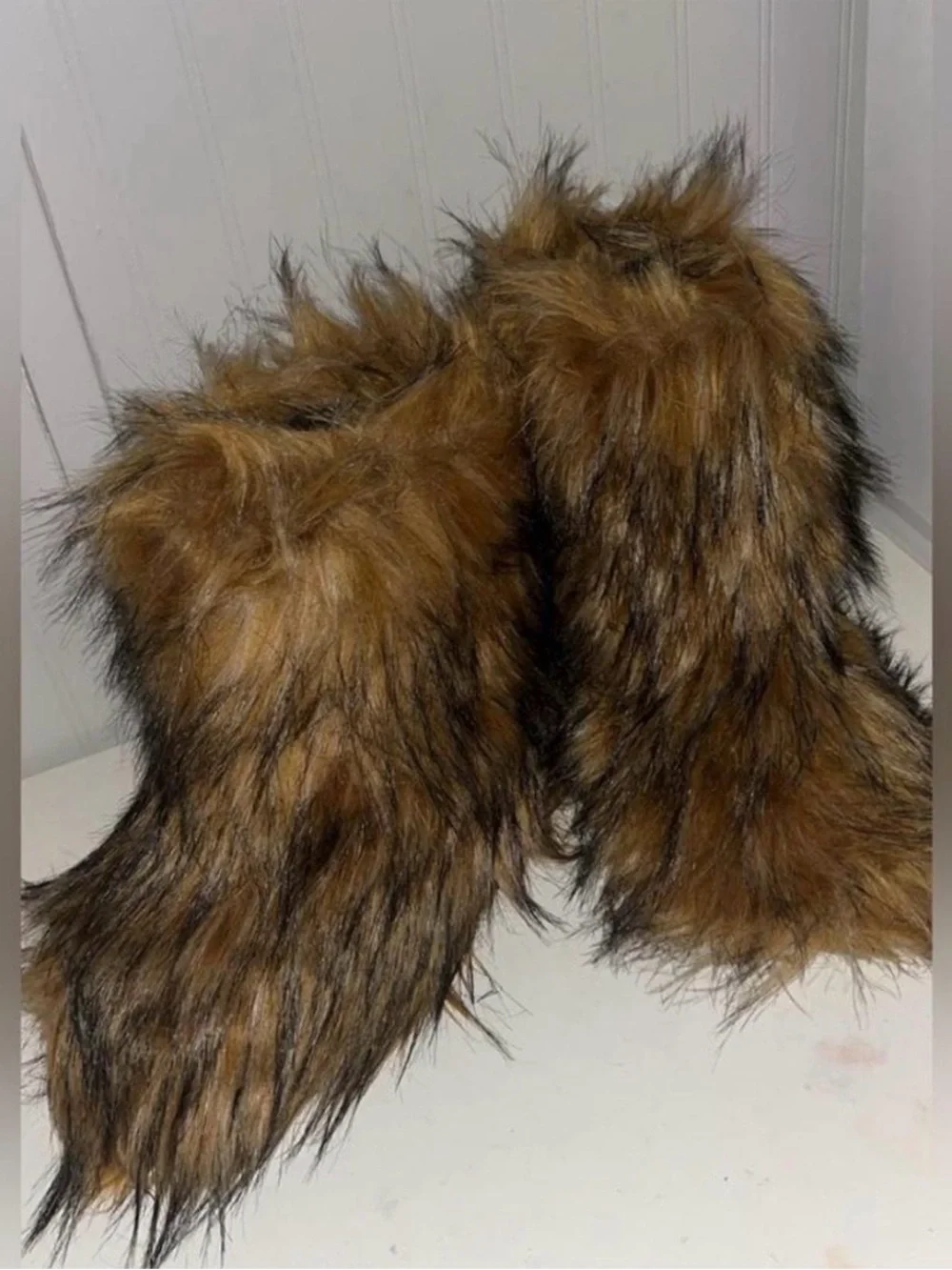 Faux Fur Winter Boots - Chestnut Brown